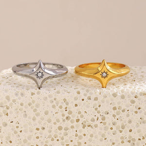 Star Shaped Signet Ring - Gold or Silver