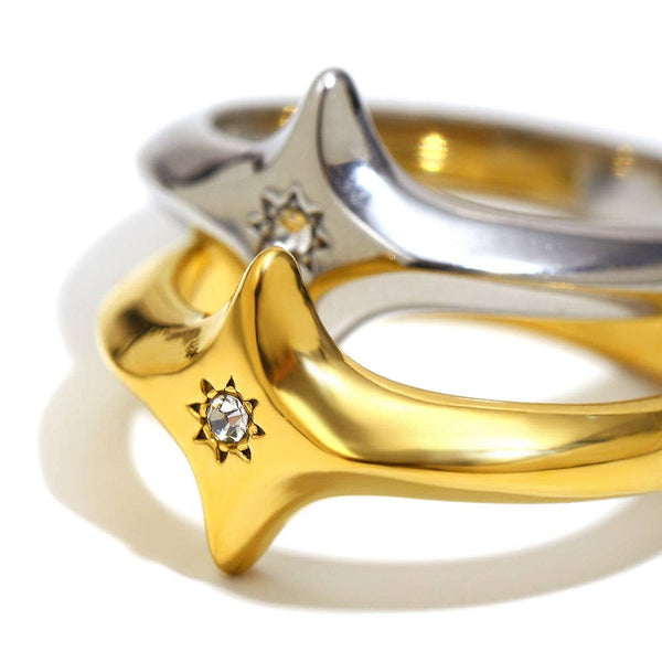 Star Shaped Signet Ring - Gold or Silver