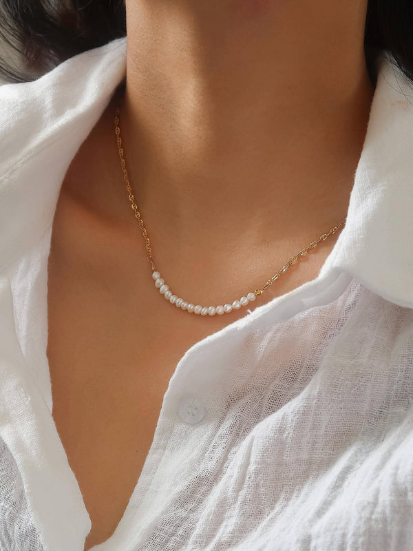 Margaux 18K Gold Non-Tarnish Freshwater Pearl Chain Necklace