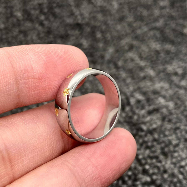 18K Gold Plated Stainless Steel Star Two Tone Ring