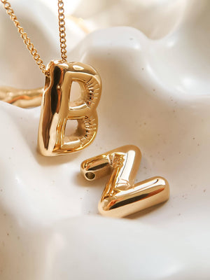 Gold Plated Non-Tarnish Balloon Alphabet Necklace