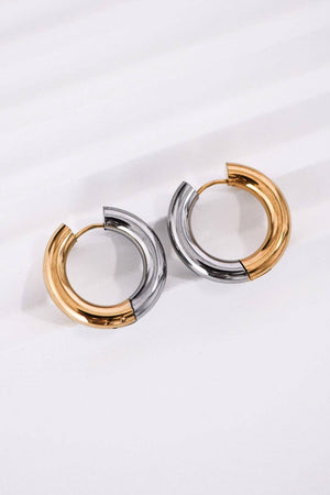 18K Gold Plated Waterproof Stainless Steel Hoop Earrings