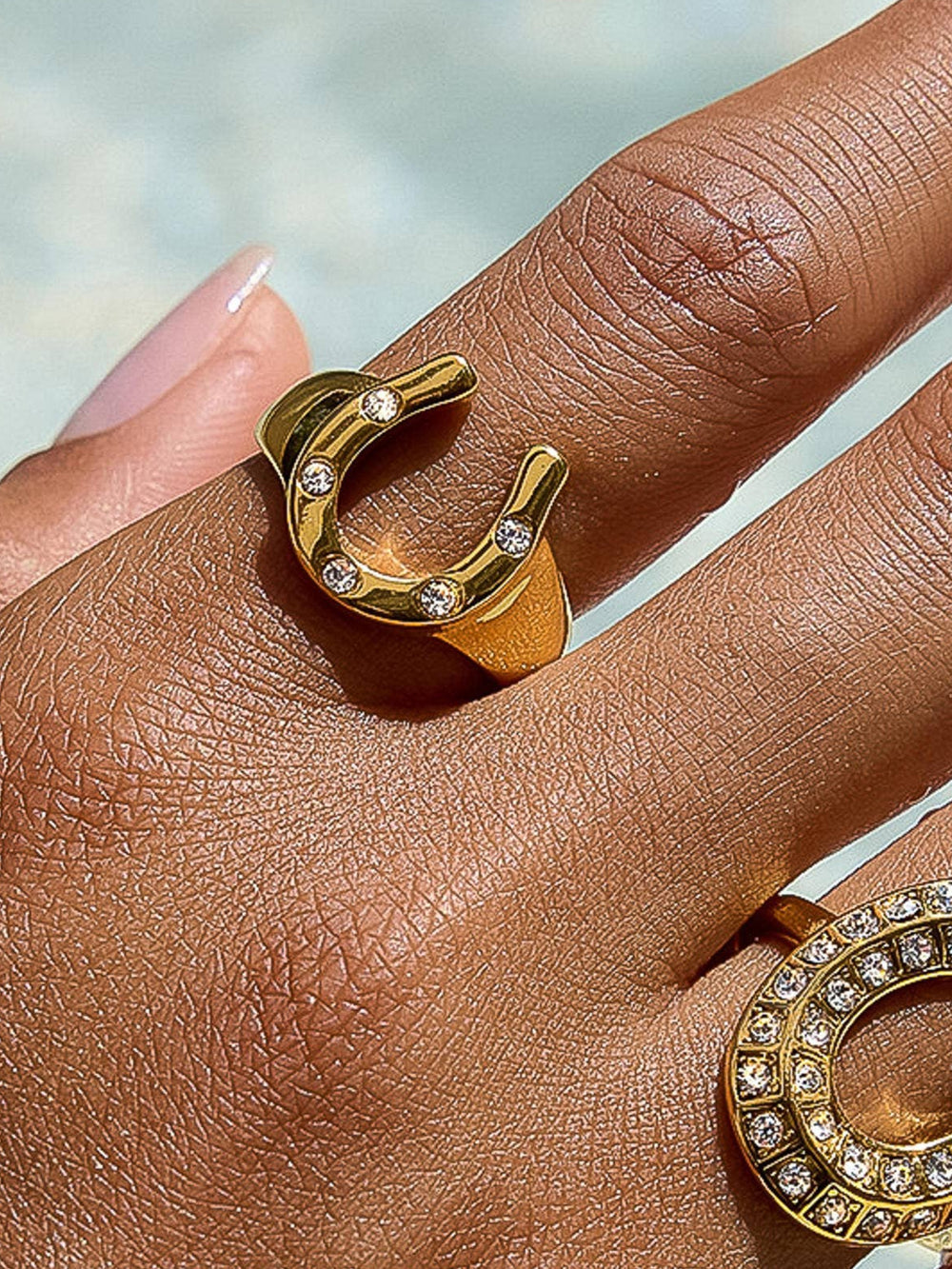 Non-Tarnish Gold Horseshoe Statement Ring