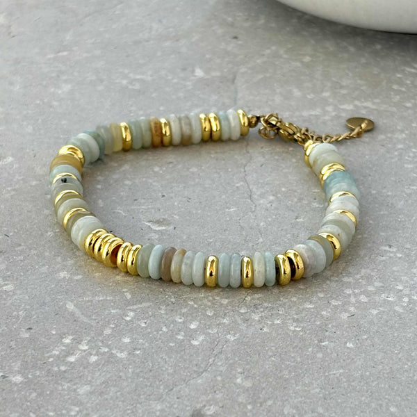 Tarnish Resistant Stone And Gold Beaded Bracelet