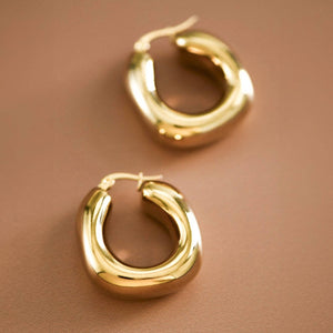 18K Gold Plated Waterproof Stainless Steel Hoop Earrings