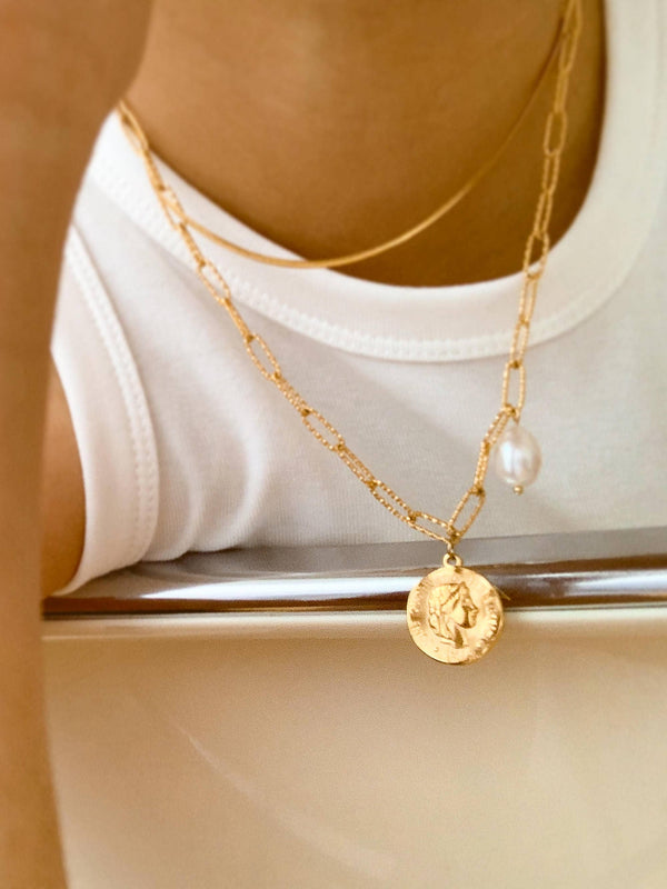 Non-Tarnish & Water ResistantGold Coin Necklace