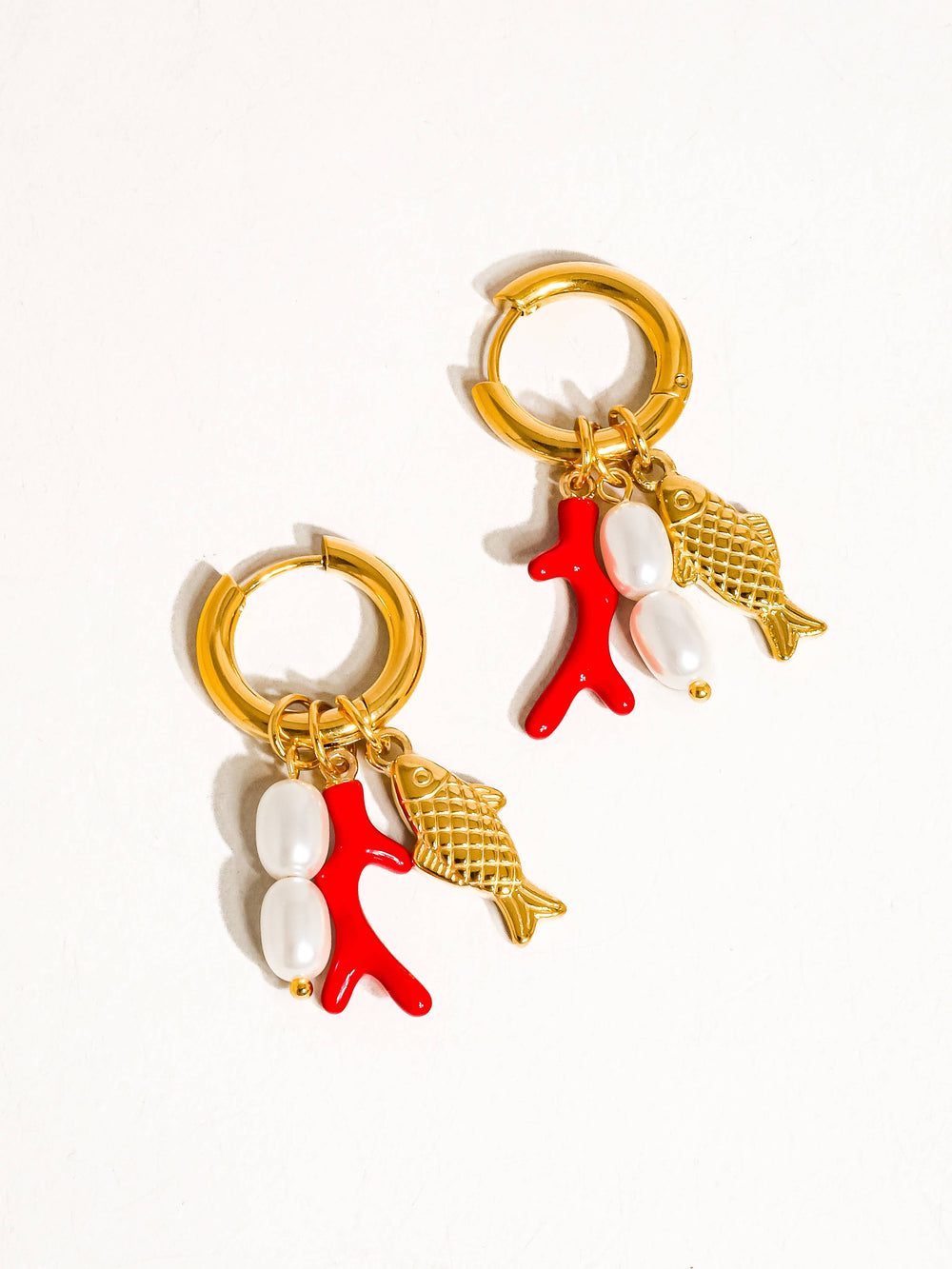 Gold Plated & Non-Tarnish Fish Pearl Earrings