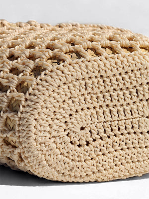 Straw Market Bag with Crochet Detailing