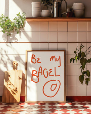 Be My Bagel Kitchen Home Decor Love Wall Art Print