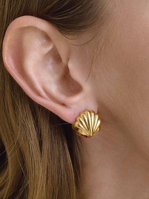 Verina 18K Gold Non-Tarnish Vintage Shell Earrings