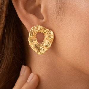 18K Gold Plated Waterproof Stainless Steel Stud Earrings - 7641