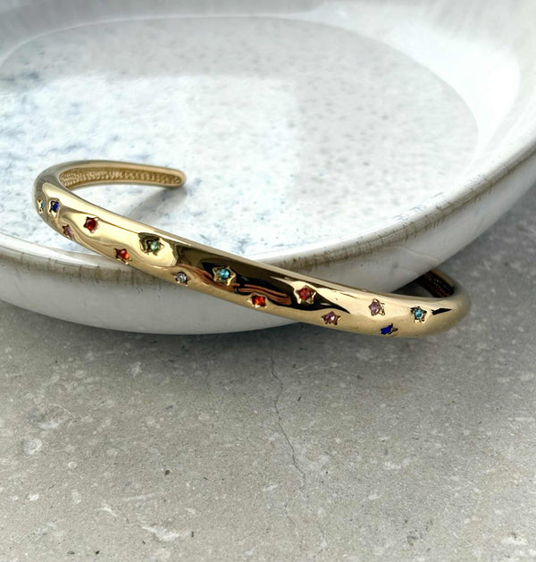 Tarnish Resistant Multi Colour Zirconia Star Bangle
