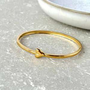Tarnish Resistant Heart Hinged Bangle