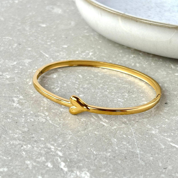 Tarnish Resistant Heart Hinged Bangle