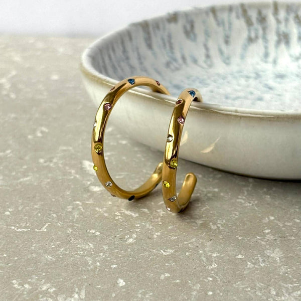 Tarnish Resistant Multi Colour Zirconia Hoop Studs