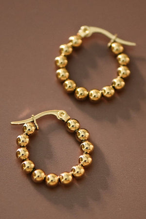 18K Gold Plated Waterproof Stainless Steel Hoop Earrings - 7538