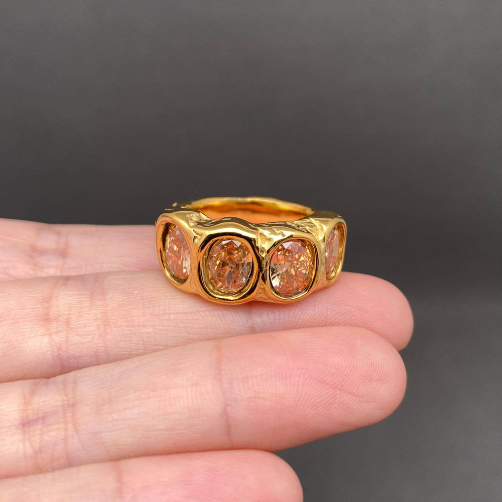 Zircon 18K Gold Plated Waterproof Ring