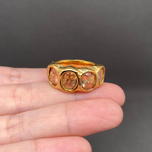 Zircon inlaid irregular 18K Gold Plated S.Steel Ring - FGS