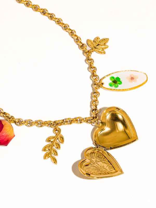 Gold Plated & Non Tarnish Vintage Locket Charm Necklace