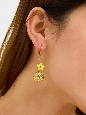 Gold Plated & Non Tarnish Mismatch Boots & Star Earrings