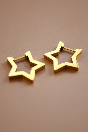 18K Gold Plated Waterproof Stainless Steel Hoop Earrings - 7011