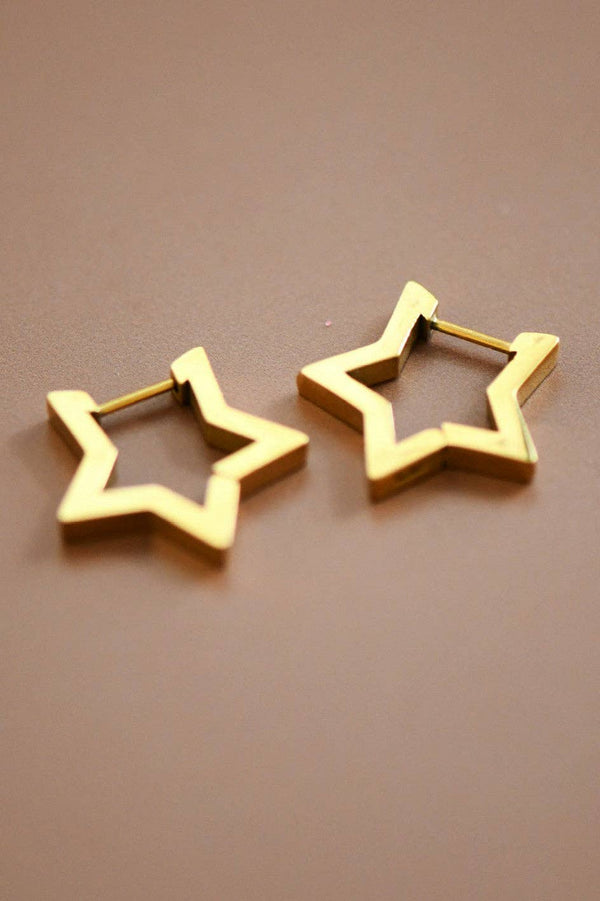 18K Gold Plated Waterproof Stainless Steel Hoop Earrings - 7011
