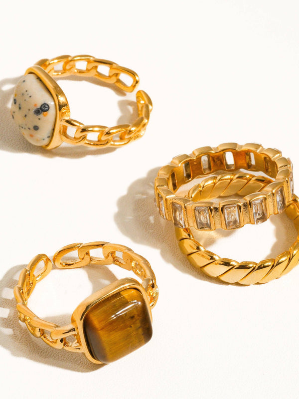 Pierre 18K Gold Non-Tarnish Braided Stack Ring