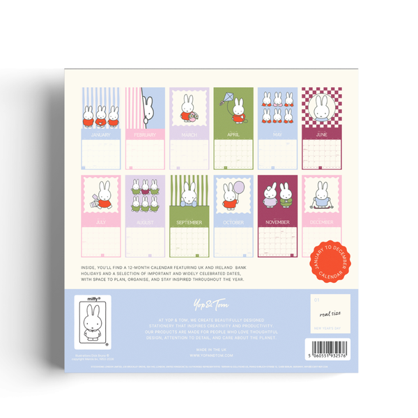 Miffy 2027 Square Wall Calendar - 30x30cm - Studio Edition