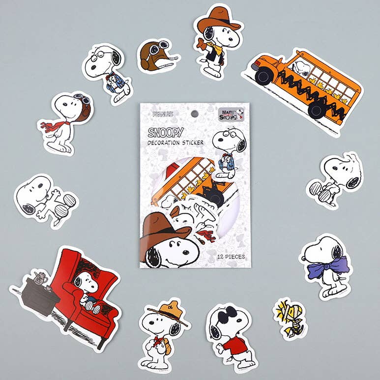 Peanuts Snoopy Deco Variety Stickers – 12 Pack