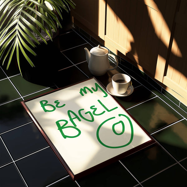 Be My Bagel Kitchen Home Decor Love Wall Art Print
