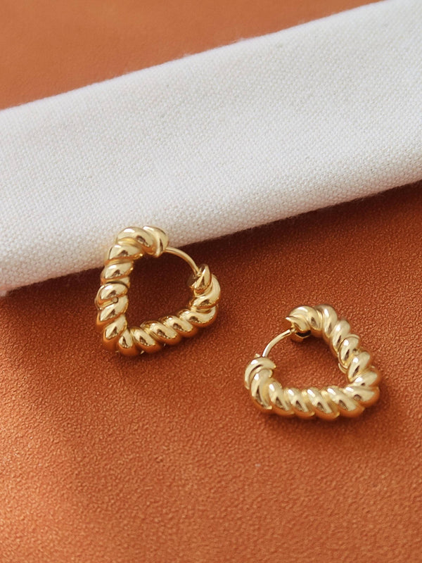 Non-Tarnish Twisted Heart Hoop Earrings