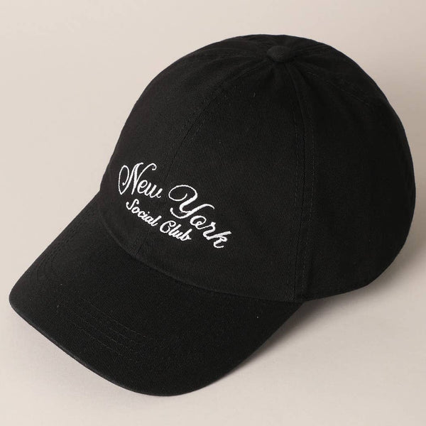 New York Social Club Text Embroidery Baseball Cap