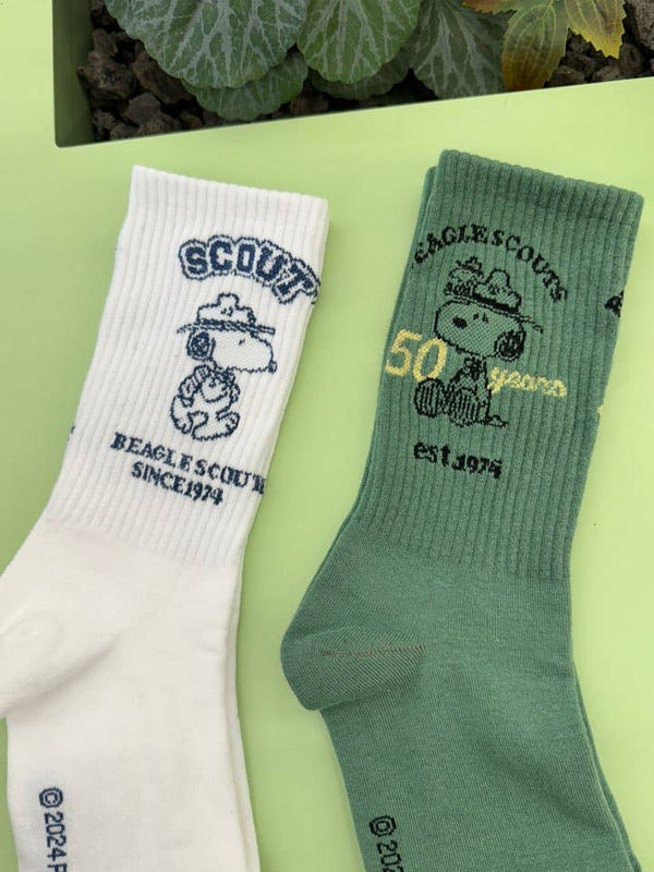 Peanuts Snoopy Scout 50th Celebtate Crew Ankle Socks-