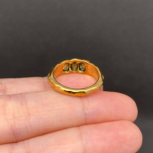 Zircon Inlaid 18K Gold Plated Stainless Steel Ring - FGS