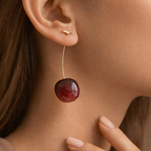 Waterproof Red Cherry Drop Earrings