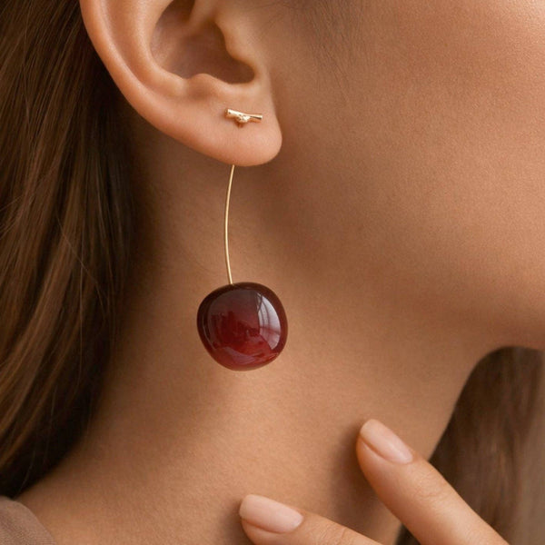 Waterproof Red Cherry Drop Earrings