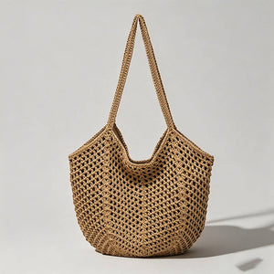 Open Knit Straw Tote Bag