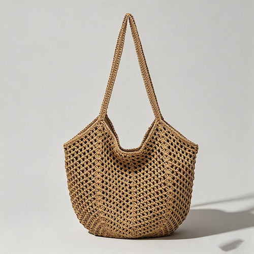 Open Knit Straw Tote Bag