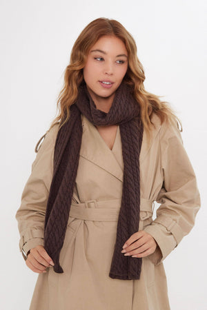 Cable Knitted Scarf in Brown