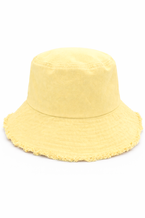 Frayed Edge Denim Bucket Hat in Yellow