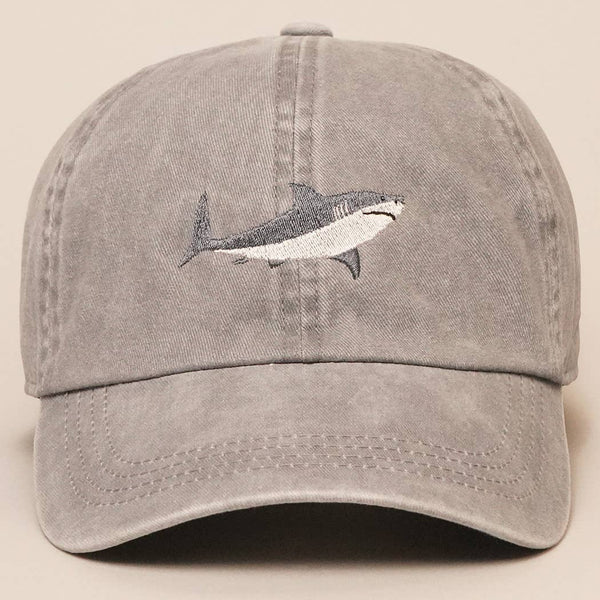 Shark Embroidered Cotton Baseball Dad Cap