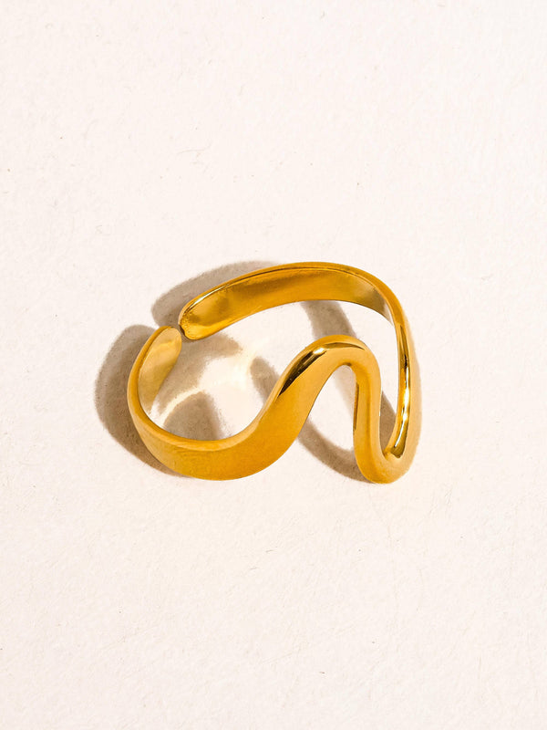 Gold Plated & Non-Tarnish Abstract Thin Ring