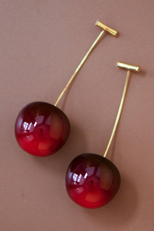 Waterproof Red Cherry Drop Earrings