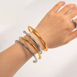 Fluid Curve Cuff Bracelet - Gold or Silver