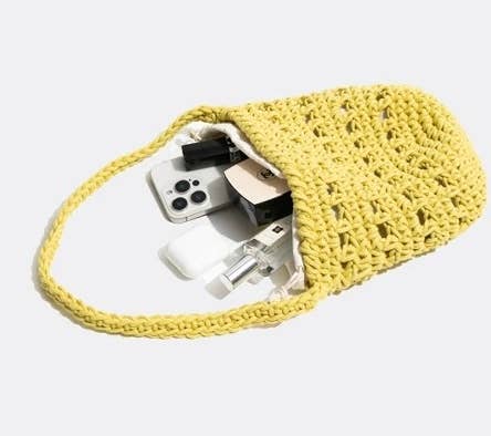 Spring & Summer Hollowed Crochet Bucket Shape Shoulder Bag