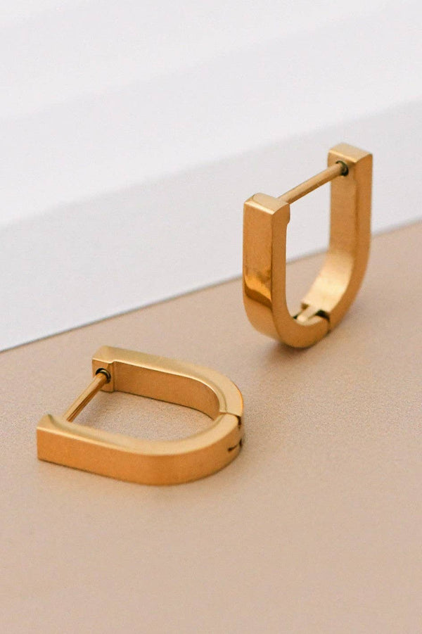 18K Gold Plated Waterproof Stainless Steel Hoop Earrings