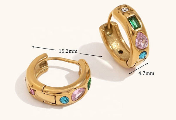 Colourful Huggie Hoop Earrings - Gold or Silver
