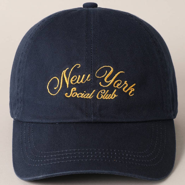 New York Social Club Text Embroidery Baseball Cap