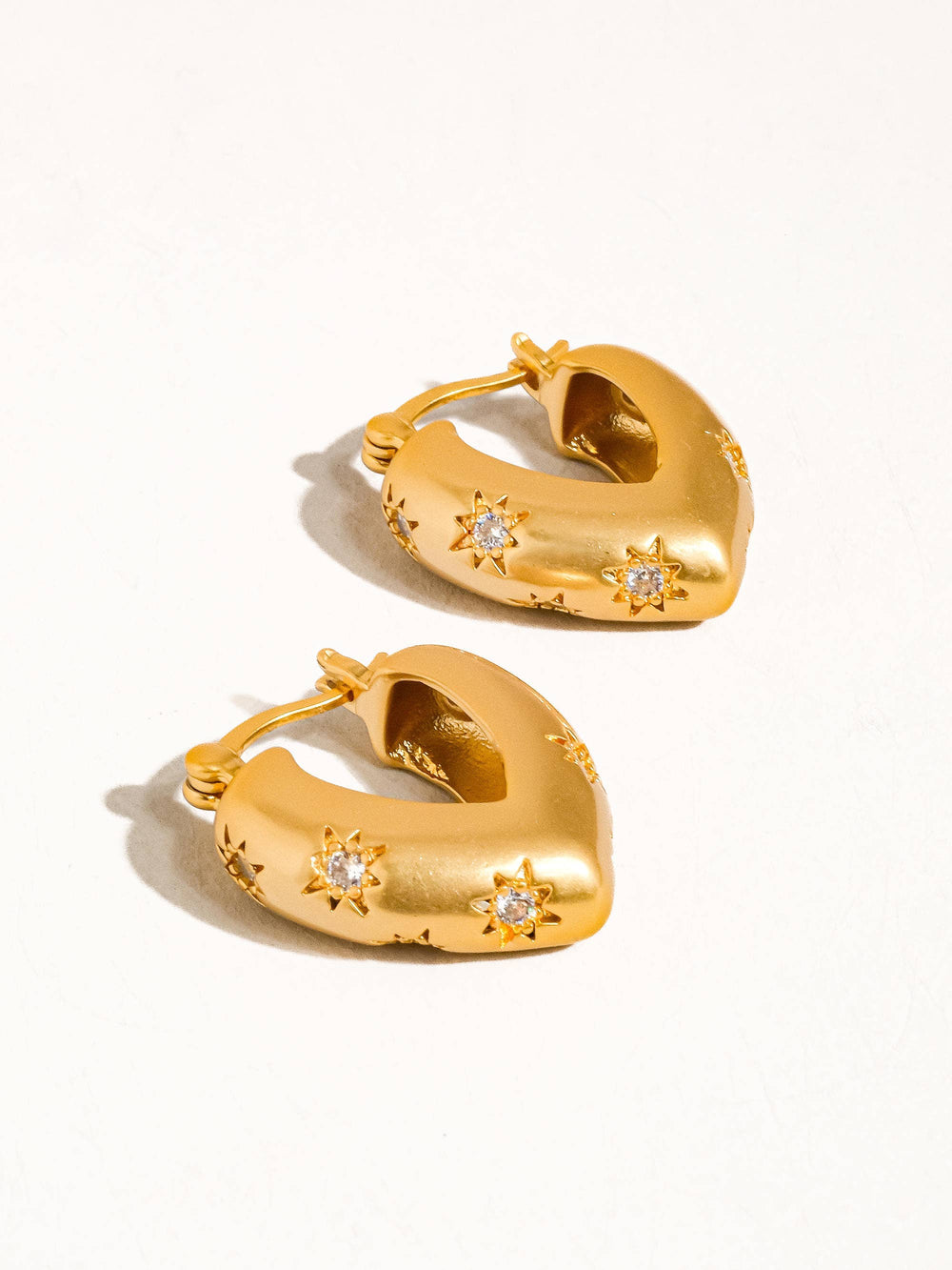 Gold Plated Non Tarnish Star Heart Hoop Earring