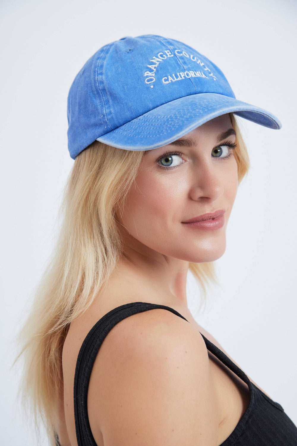 'Orange County'  Baseball hat In Washed Blue